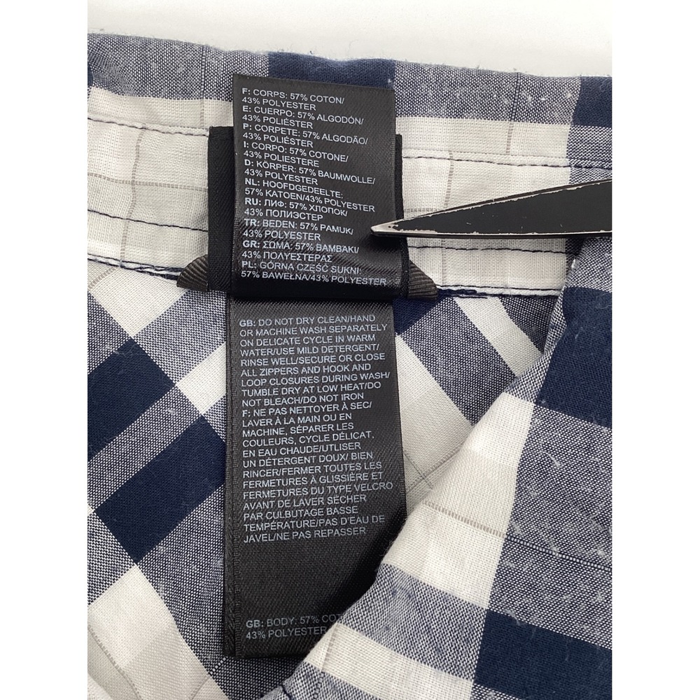 The North Face Womens XS Plaid Button Down Shirt Navy Blue White Long Sleeve - Picture 9 of 11